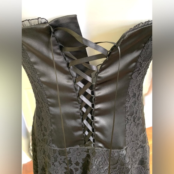 Laughing Vampire gothic satin & floral lace prom dress deadstock 90’s vintage M - Picture 9 of 16